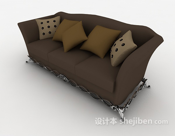 深色欧式多人沙发3d模型下载