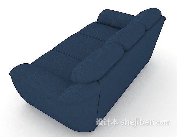 设计本简单蓝色三人沙发3d模型下载