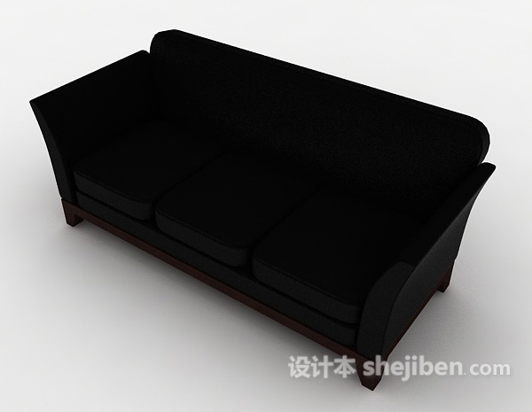 现代皮质简约多人沙发3d模型下载