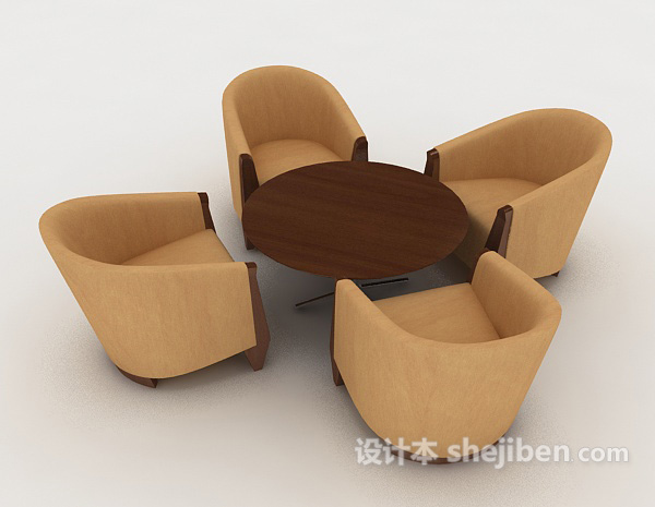 免费现代木质休闲桌椅3d模型下载