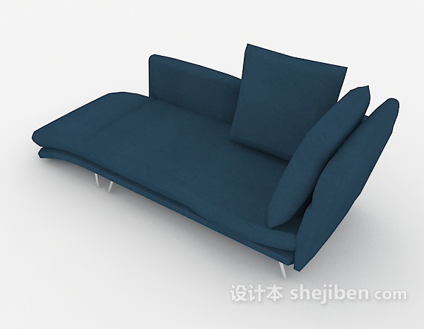 设计本简约蓝色沙发躺椅3d模型下载