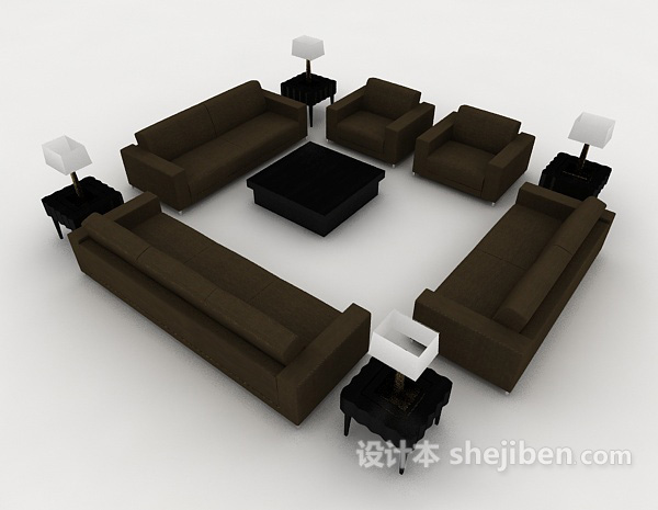 现代商务组合沙发3d模型下载