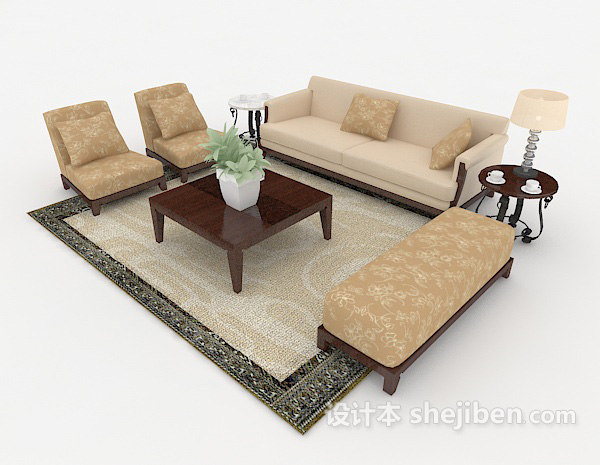 新中式家具组合沙发3d模型下载