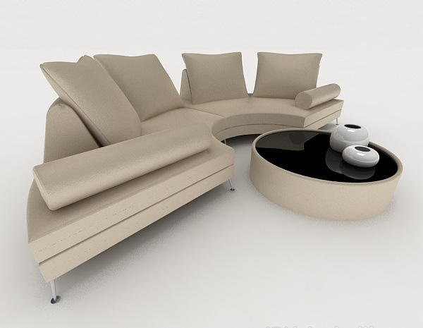 设计本灰棕色个性多人沙发3d模型下载
