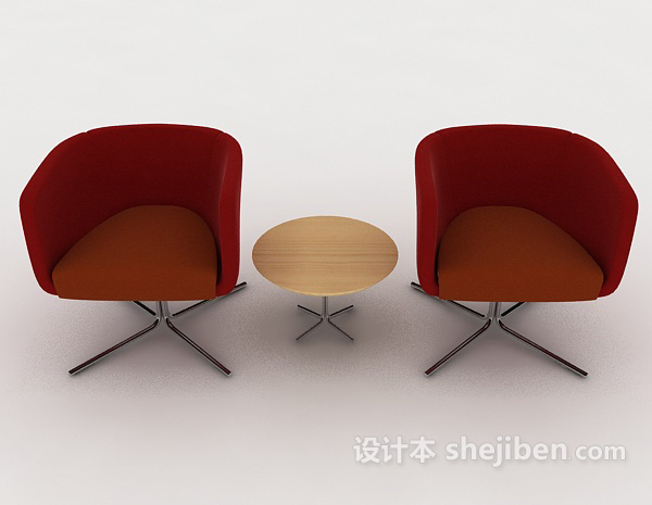 现代风格现代红色桌椅3d模型下载