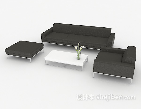 免费黑色休闲商务组合沙发3d模型下载