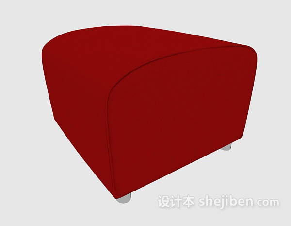 红色现代沙发凳3d模型下载