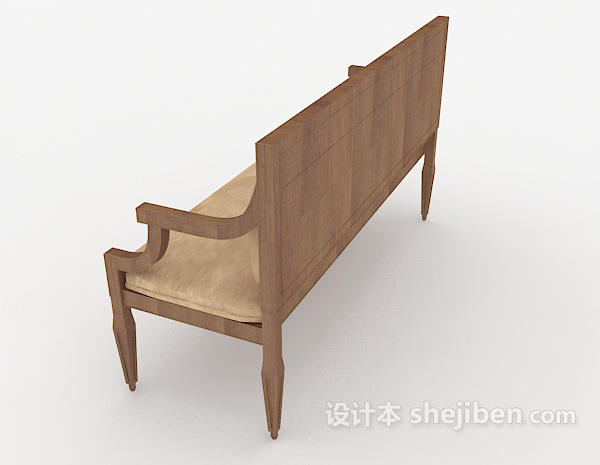设计本简欧实木长椅3d模型下载