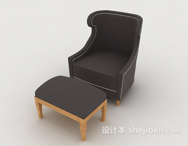免费现代简单灰色单人沙发3d模型下载