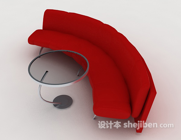 设计本红色简单沙发3d模型下载