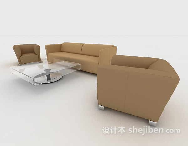 免费简约休闲棕色组合沙发3d模型下载