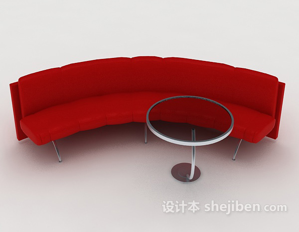 现代风格红色简单沙发3d模型下载