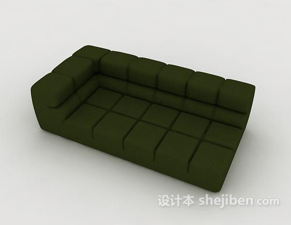 简约绿色多人沙发3d模型下载
