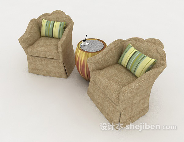 欧式简约沙发桌椅组合3d模型下载