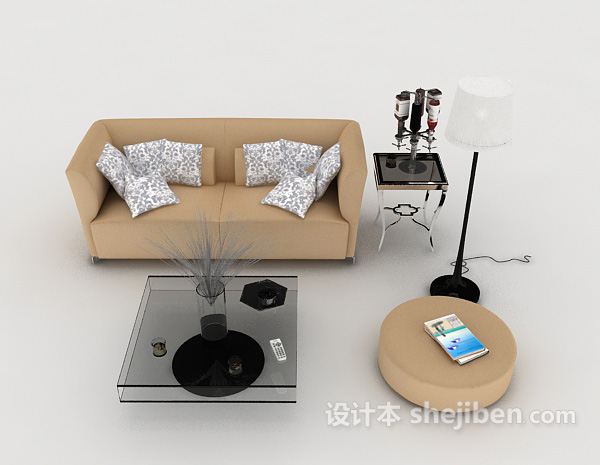 现代风格简单大方家居沙发3d模型下载