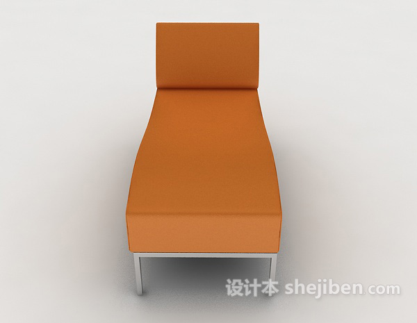 免费橙色简约沙发躺椅3d模型下载