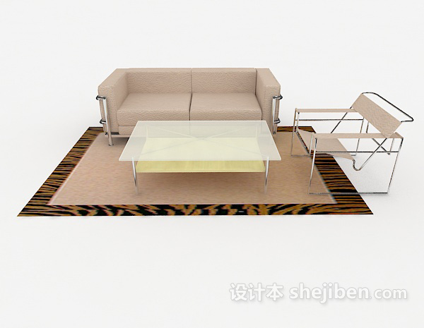 现代风格个性家居棕色组合沙发3d模型下载