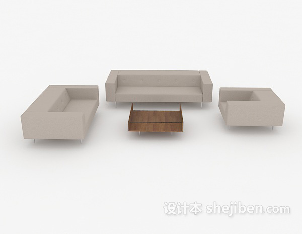 现代风格简单家居灰色组合沙发3d模型下载