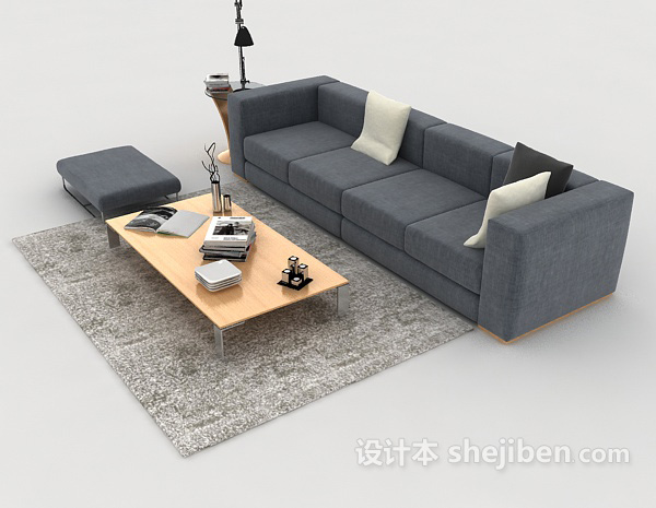 设计本简约家居深灰色组合沙发3d模型下载