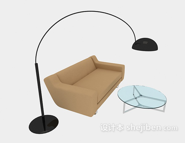 免费棕色简单双人沙发3d模型下载