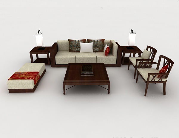 中式风格新中式简约家居组合沙发3d模型下载