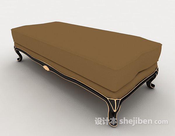 欧式木质棕色沙发凳子3d模型下载