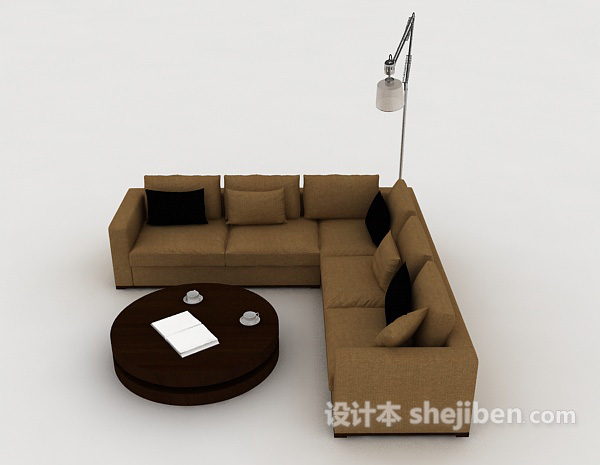 免费居家沙发茶几组合3d模型下载