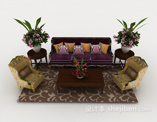 东南亚风格东南亚家居组合沙发3d模型下载