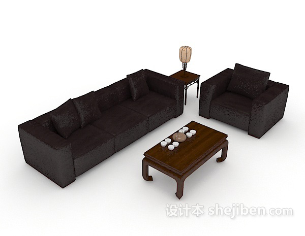 黑色简单休闲组合沙发3d模型下载