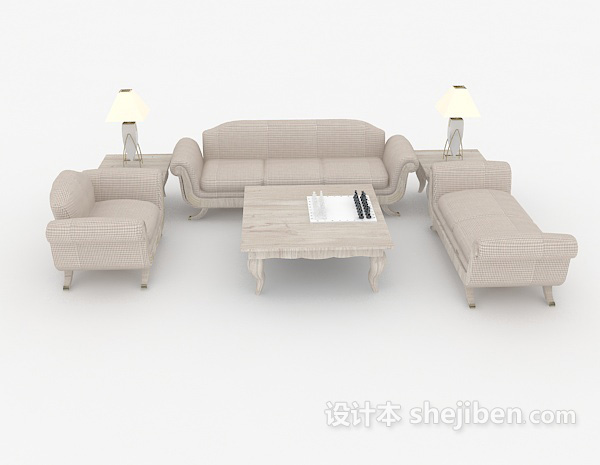 现代风格现代浅色组合沙发3d模型下载