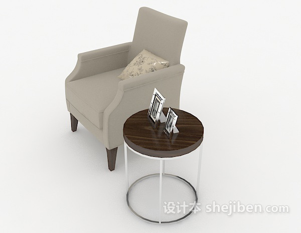 设计本简约灰色木质桌椅组合3d模型下载