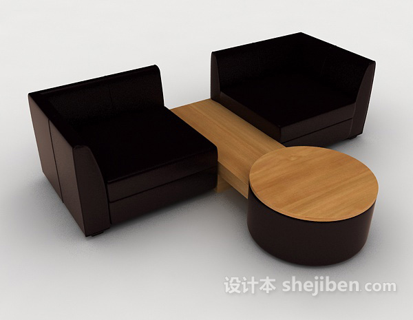 免费休闲个性深棕色桌椅组合3d模型下载