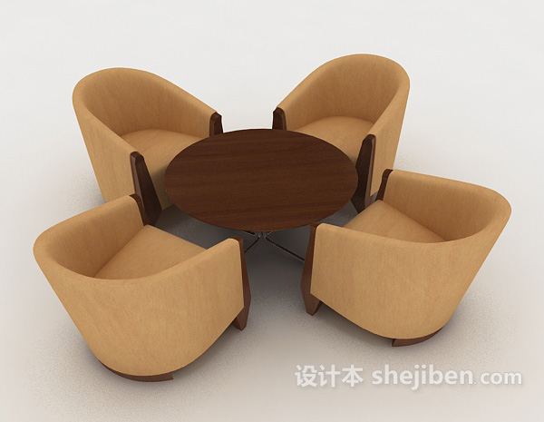 现代风格现代木质休闲桌椅3d模型下载
