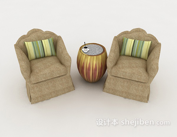 欧式风格欧式简约沙发桌椅组合3d模型下载