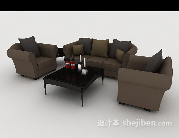 免费现代家居简约深灰色组合沙发3d模型下载