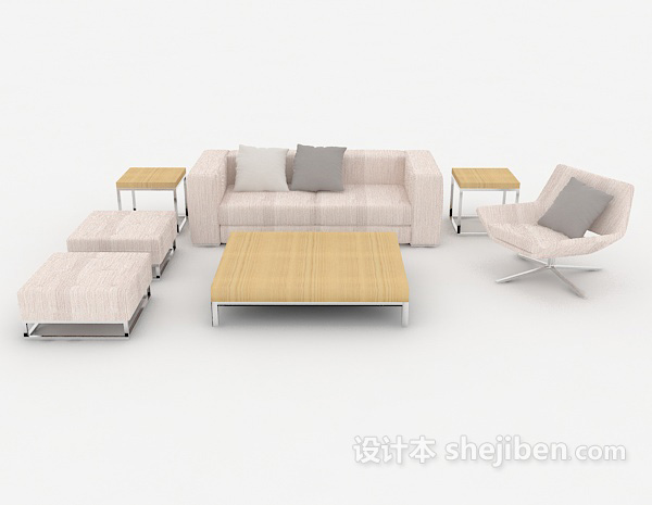 现代风格淡紫色组合沙发3d模型下载