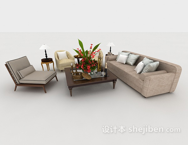 现代风格商务组合沙发3d模型下载