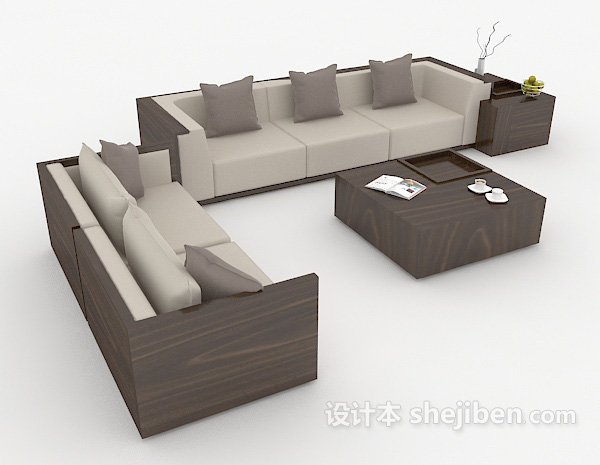 中式风格新中式沙发茶几3d模型下载