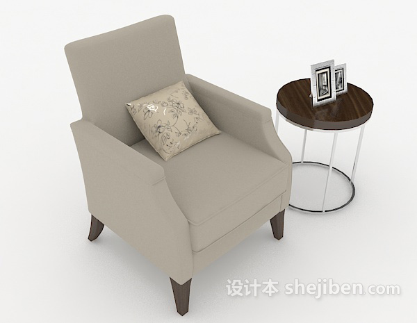 简约灰色木质桌椅组合3d模型下载