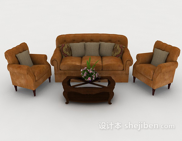 现代风格现代皮质组合沙发3d模型下载