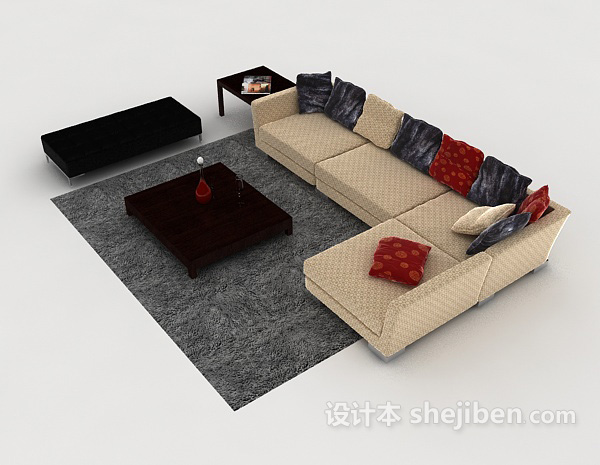 设计本新中式家居简约组合沙发3d模型下载