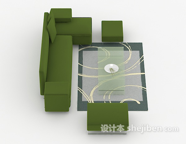 设计本家居简单绿色组合沙发3d模型下载