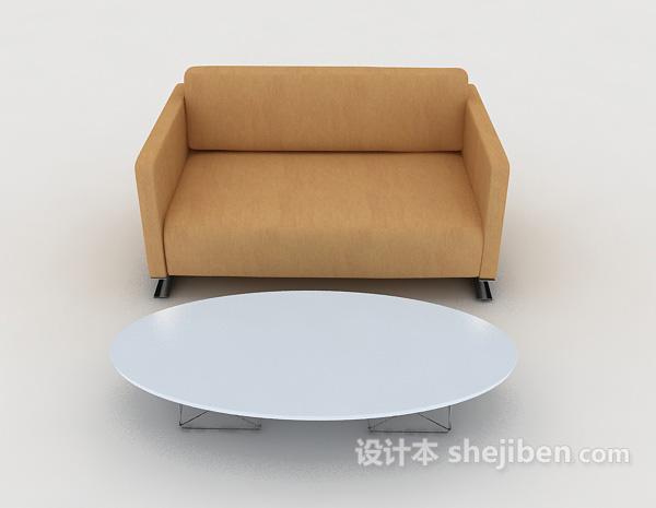 现代风格家居休闲棕色双人沙发3d模型下载