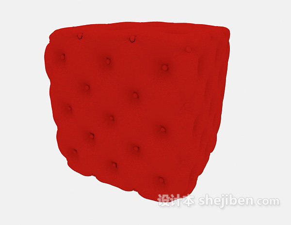 红色软凳3d模型下载
