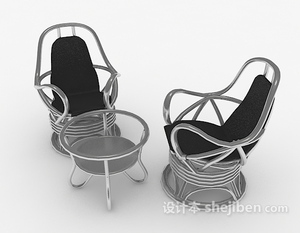 现代风格灰色桌椅组合3d模型下载