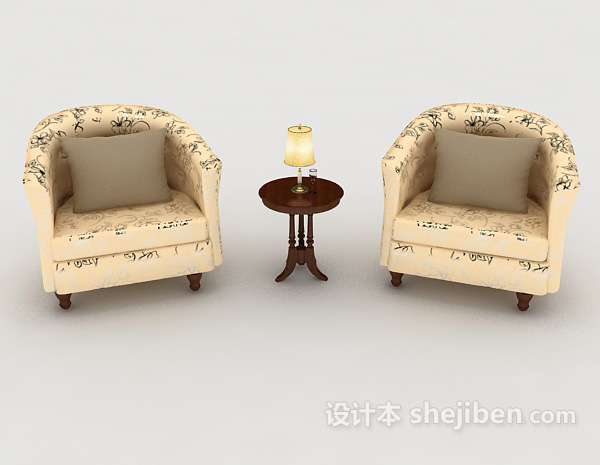 现代风格花纹单人沙发组合3d模型下载
