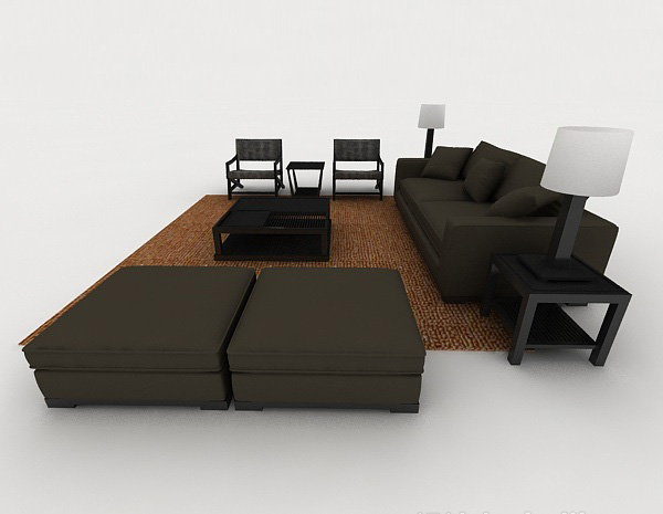 设计本现代家居深灰色组合沙发3d模型下载