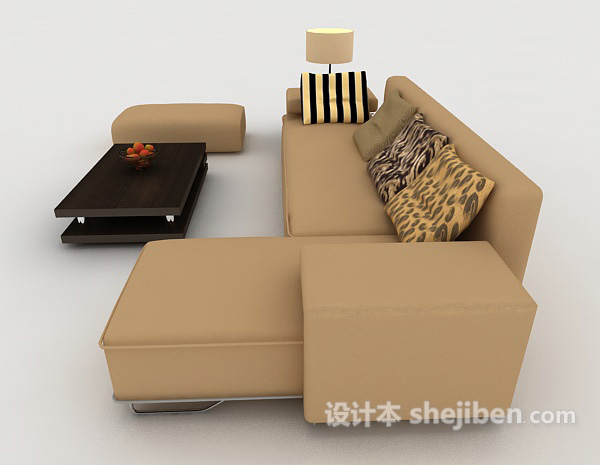 设计本家居简约棕色休闲组合沙发3d模型下载