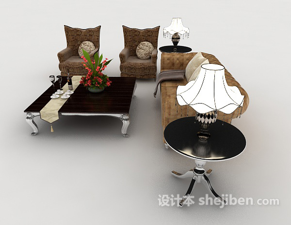 设计本简单欧式组合沙发3d模型下载