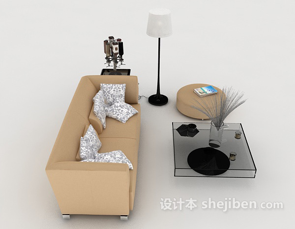 设计本简单大方家居沙发3d模型下载